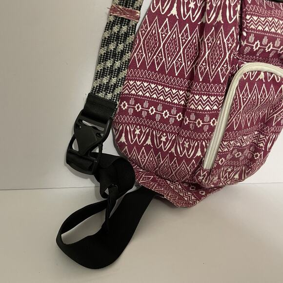 Kavu Rope Sling Backpack Bag Red & White Aztec Folklore Crossbody Lightweight - Picture 7 of 11
